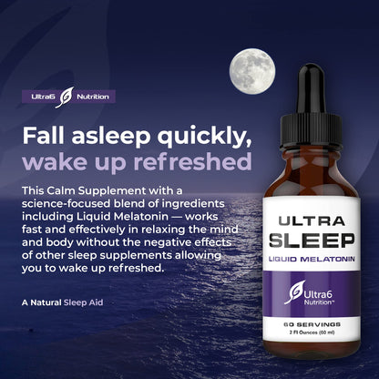 Ultra6 Nutrition Melatonin Drops with Valerian Root – Liquid Sleep Aid for Adults (Pack of 2)