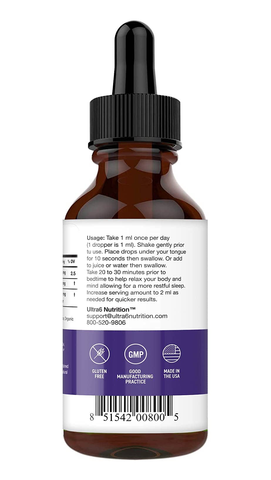 Ultra6 Nutrition Melatonin Drops with Valerian Root – Liquid Sleep Aid for Adults (Pack of 2)