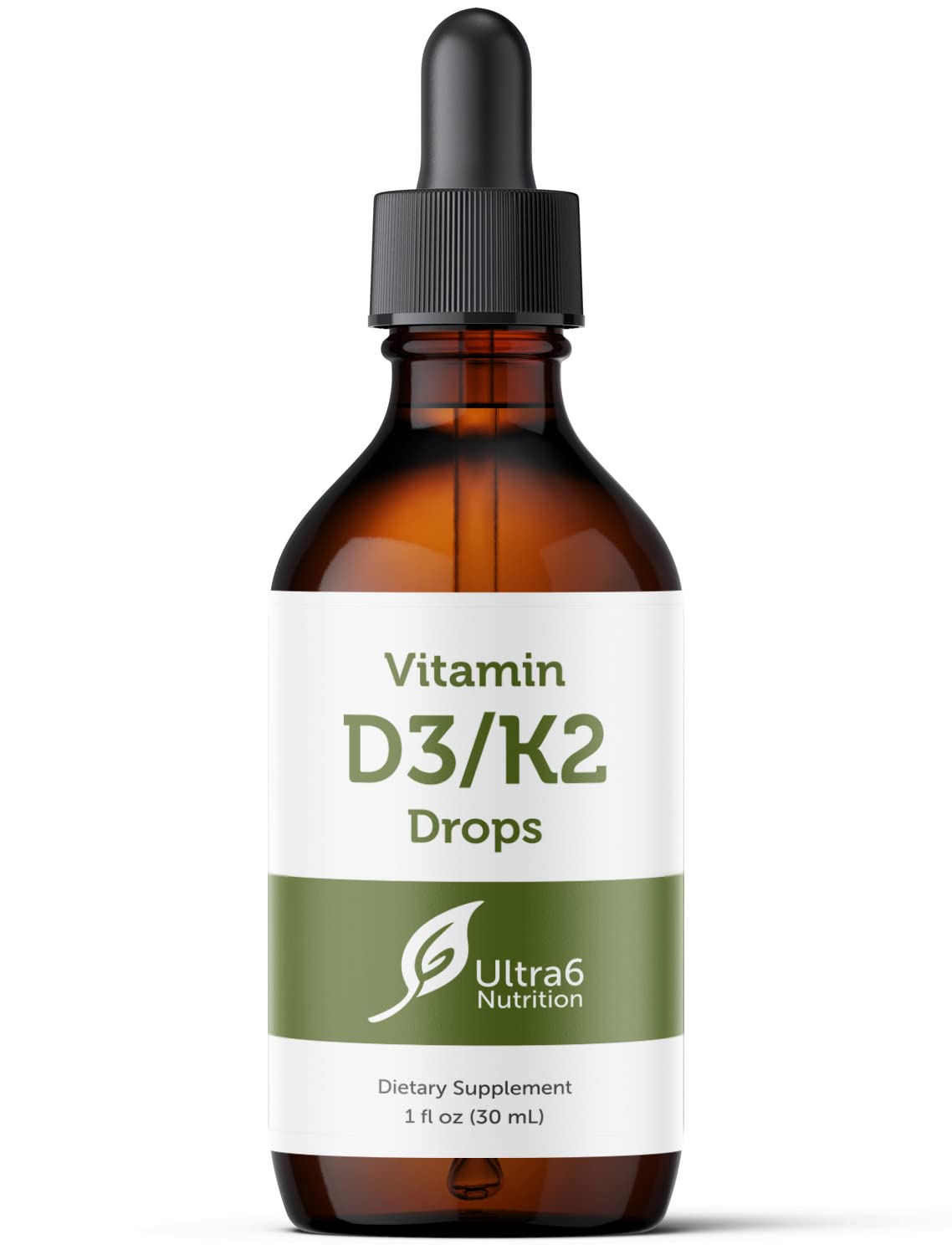 Ultra6 Nutrition Vitamin D3 & K2 Drops – Liquid D3 with K2 (USA Made, 30 ml)