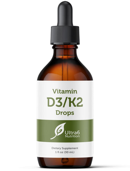 Ultra6 Nutrition Vitamin D3 & K2 Drops – Liquid D3 with K2 (USA Made, 30 ml)
