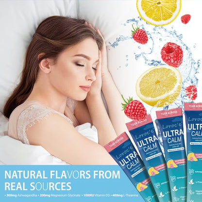 UltraCalm Magnesium Drink for Sleep & Stress Relief – Raspberry Lemonade (30 Servings)