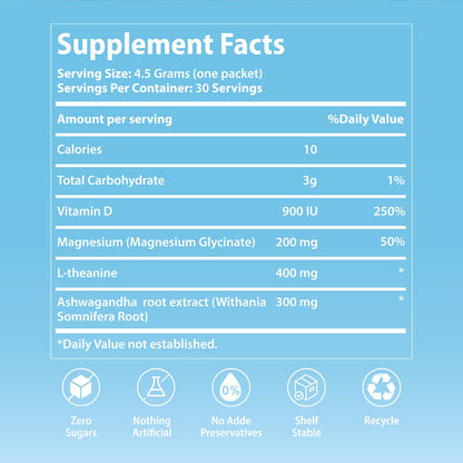 UltraCalm Magnesium Drink for Sleep & Stress Relief – Raspberry Lemonade (30 Servings)