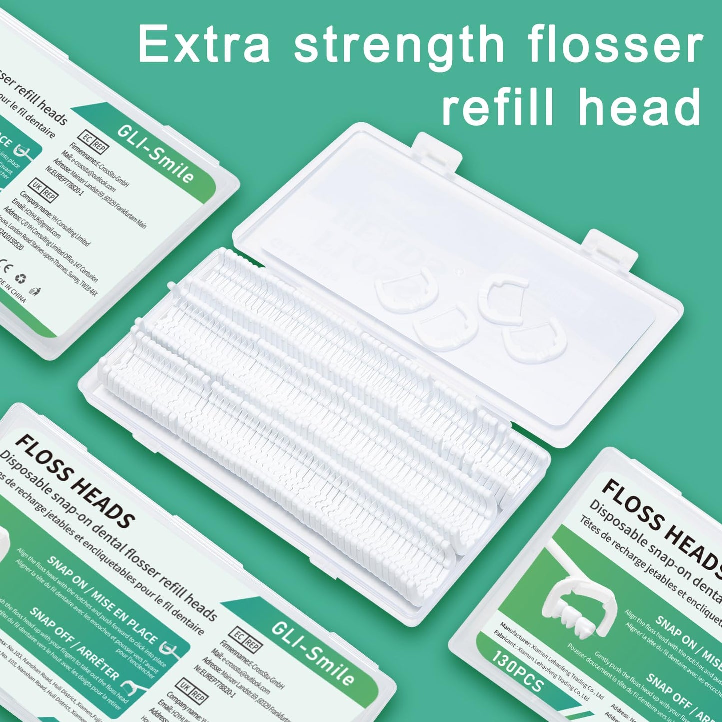 Ultraclean Flosser Refills: 130ct Heads - PFAS Free, Durable Plaque Removal
