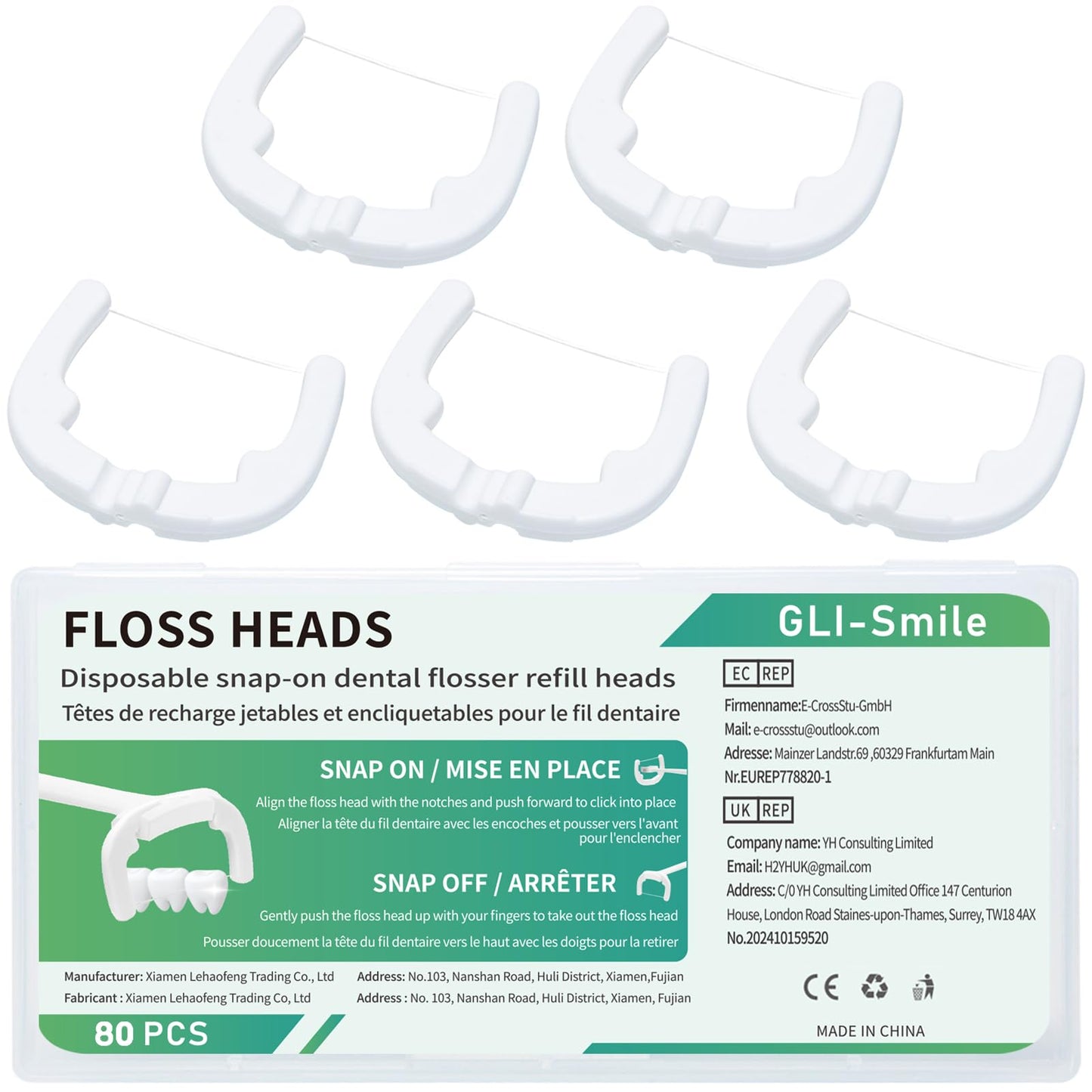 Ultraclean Access Flosser Refill Heads – 80 Count, PFAS Free, Listerine Compatible