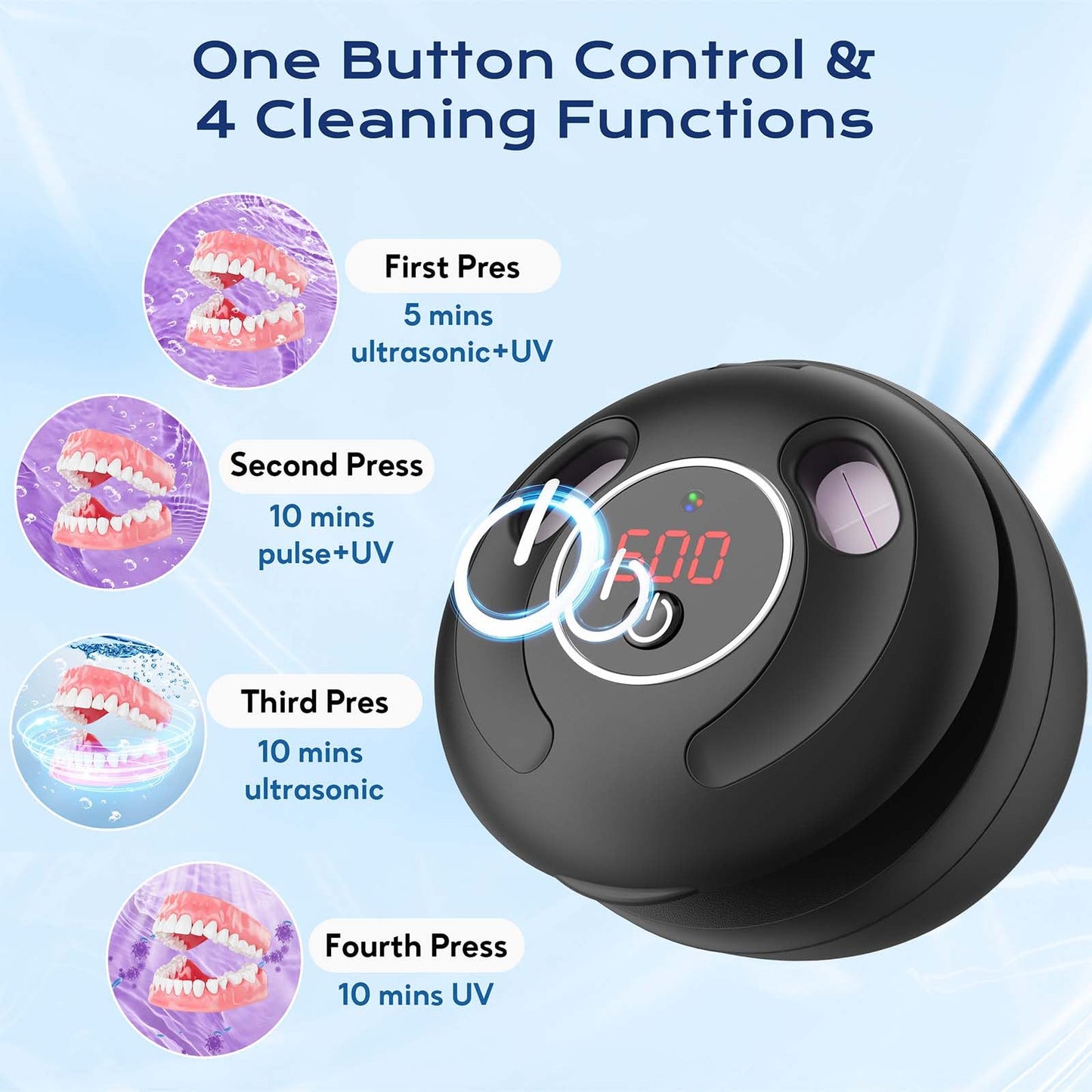 Ultrasonic Retainer Cleaner 2025 Upgraded – 45kHz 200ml for Dentures, Braces & Jewelry