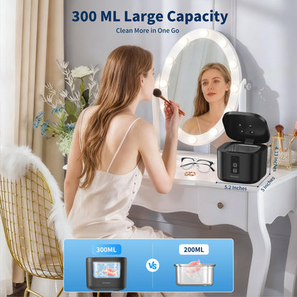 Ultrasonic Retainer Cleaner Machine – 48kHz Cleaning Pod, 13oz, Black