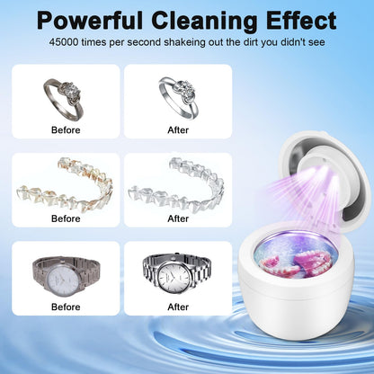 45kHz Ultrasonic Retainer Cleaner - 200ml, 4 Modes, Digital Timer