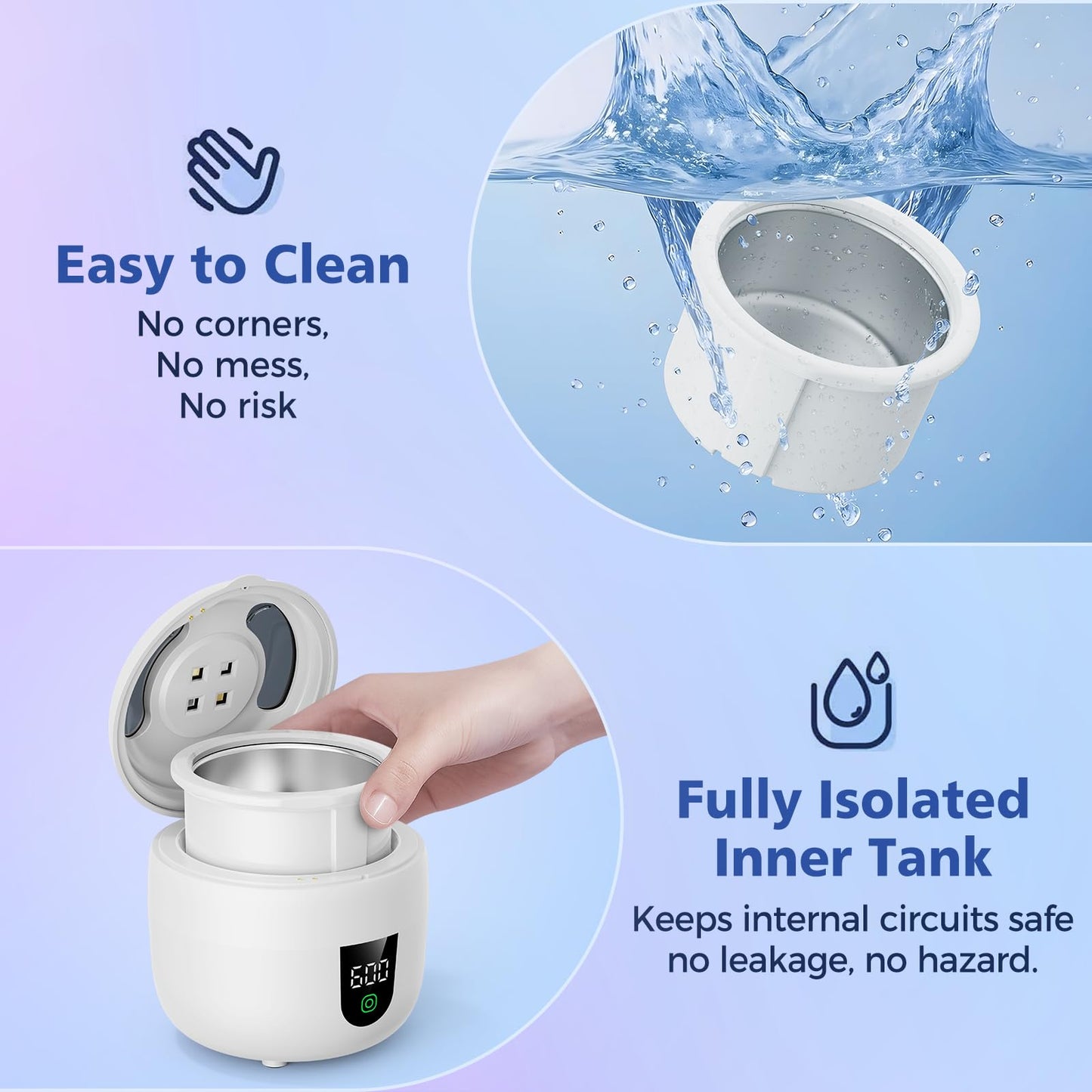 Waterproof Ultrasonic Retainer Cleaner – 45kHz, 180ml Tank, Digital Timer