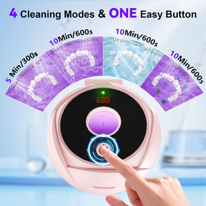 Ultrasonic Retainer Cleaner 45kHz | Dentures, Mouth Guards & Jewelry | 4 Cleaning Modes