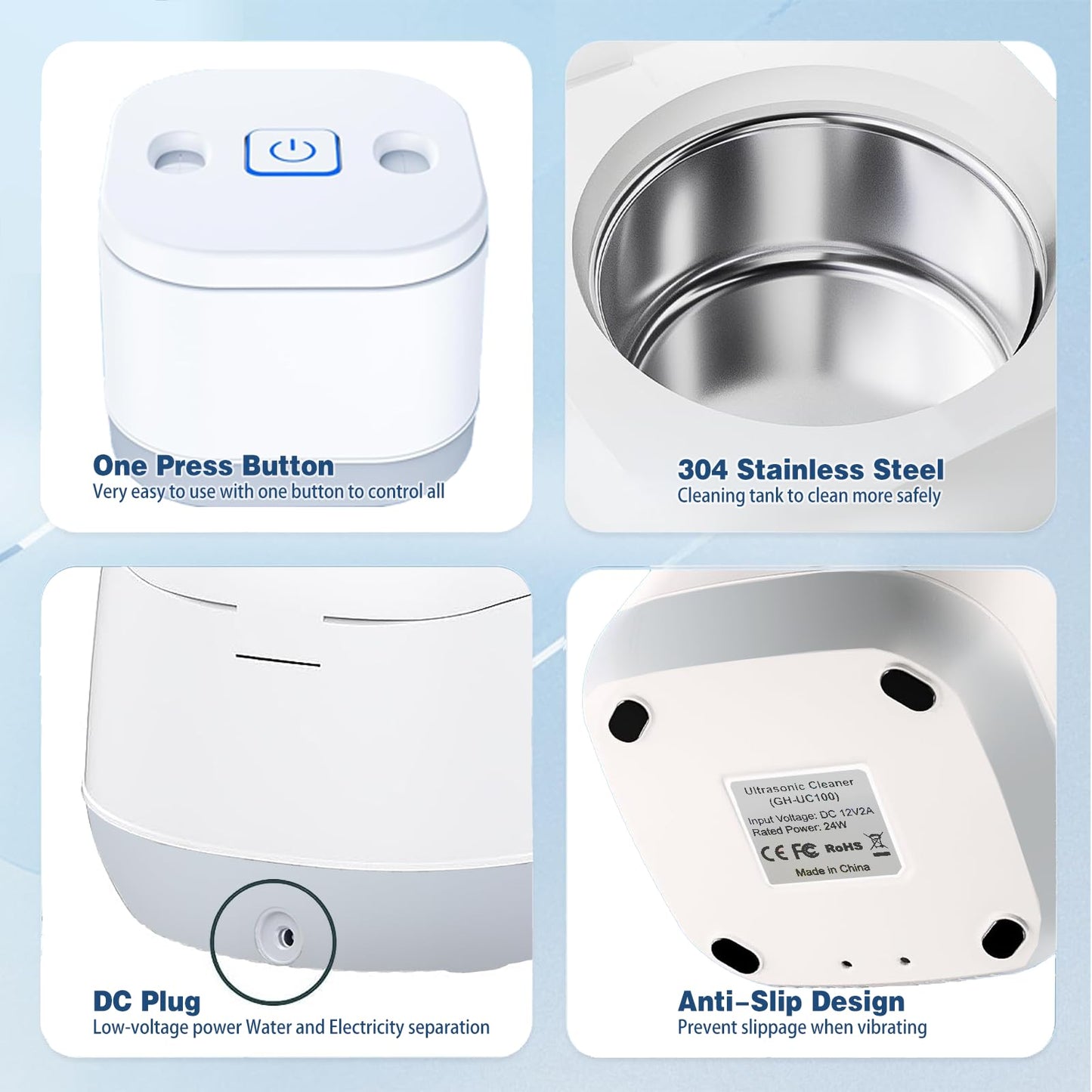 Ultrasonic U-V Retainer Cleaner – 45kHz, 200ml for Dentures & Aligners