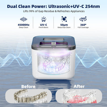 Ultrasonic Retainer Cleaner Machine 45kHz UV • 200ML • All-in-One Dental & Jewelry Cleaner