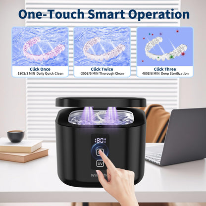 Ultrasonic Retainer Cleaner Machine – 48kHz Cleaning Pod, 13oz, Black