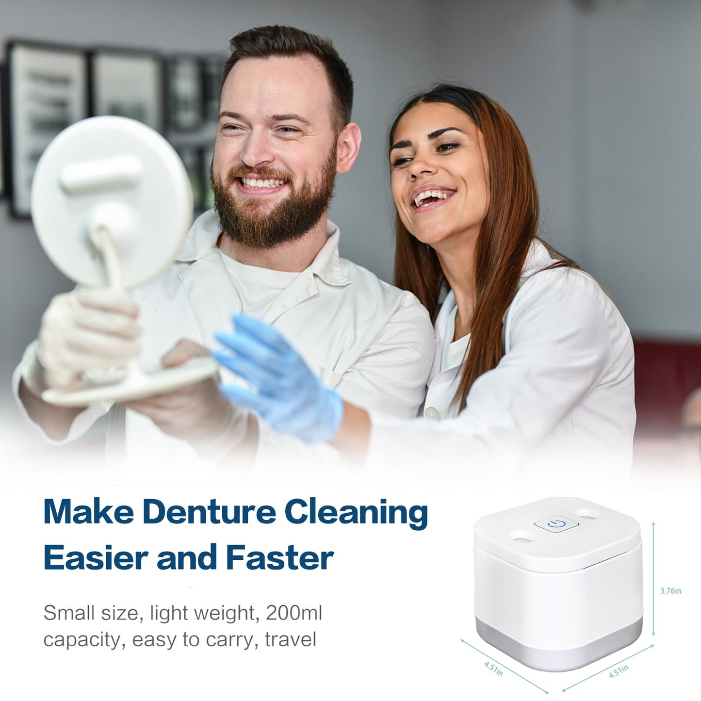 Ultrasonic U-V Retainer Cleaner – 45kHz, 200ml for Dentures & Aligners