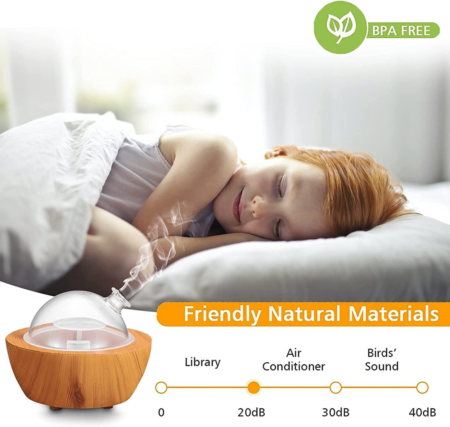 280ml Glass Essential Oil Diffuser – Wood Grain Base | Auto Shut-Off | 7-Color LED Lights