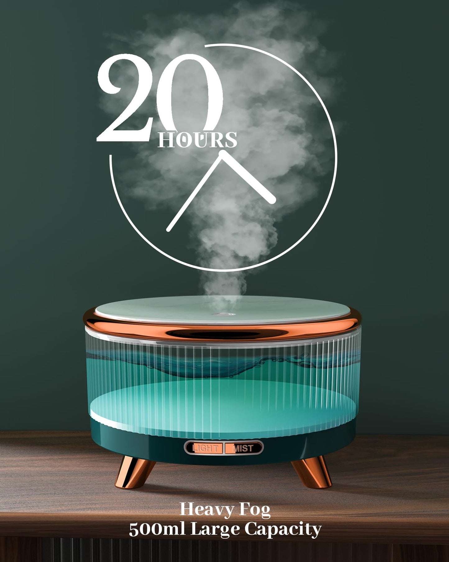 Essential Oil Diffuser for Home - 500ml, Large Room, 7-Color Changing LED