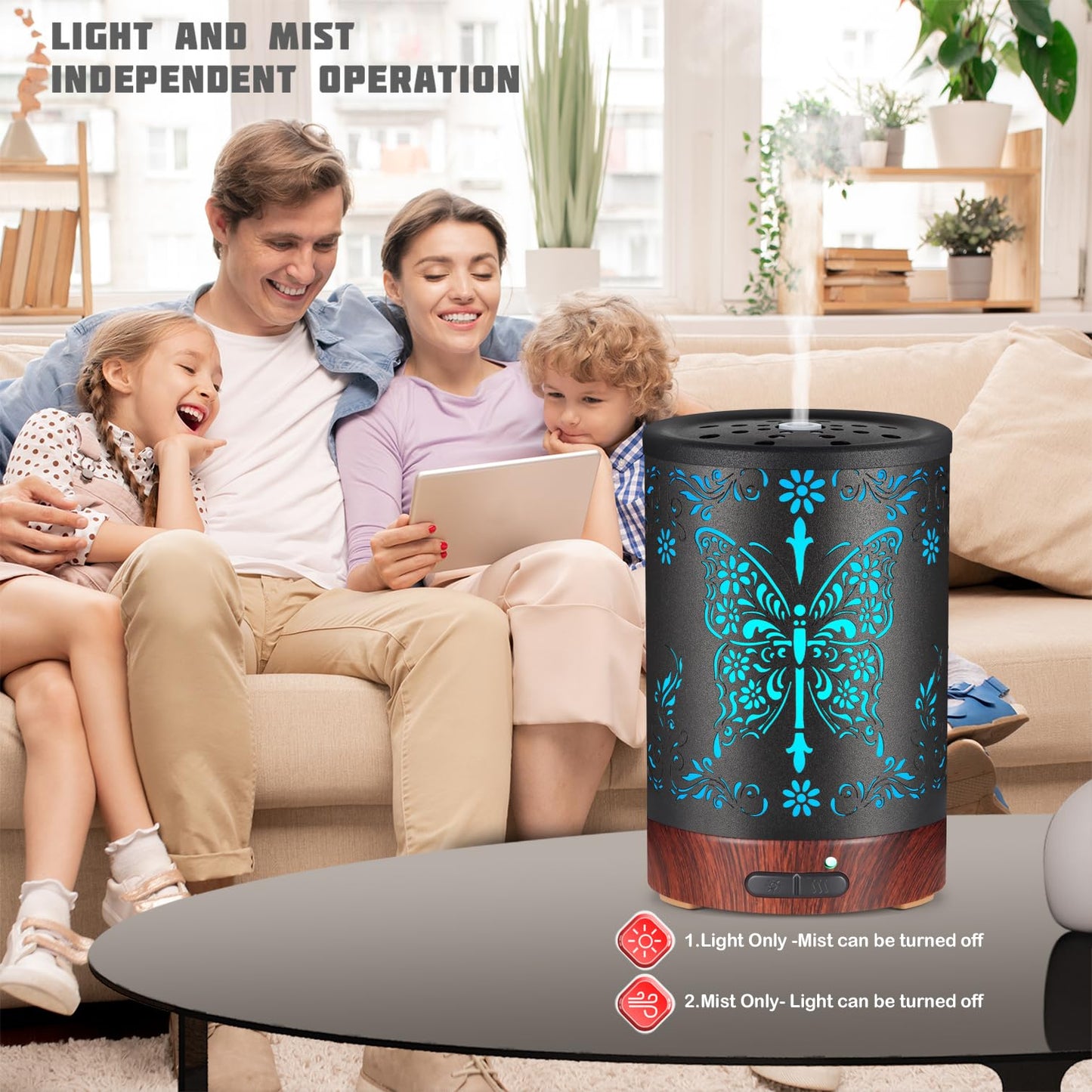Metal Essential Oils Diffuser 150ML for Women Mom Grandma Wife – Ultrasonic with 7 Color Lights & Auto Off