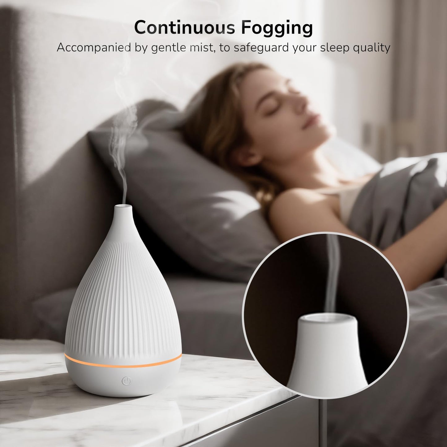 Ultrasonic Essential Oil Diffuser with Auto Shut-Off, Color-Changing Night Light – BPA-Free Portable Humidifier (White)