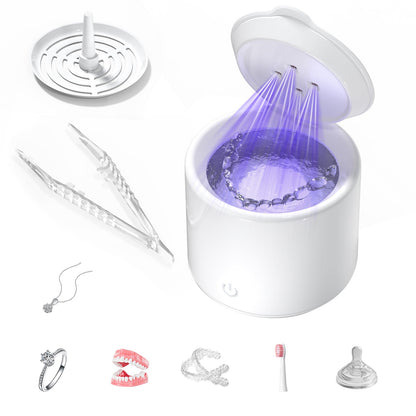 Ultrasonic Retainer Cleaner 48kHz - 3 Modes, Jewelry & Denture Cleaning (White)