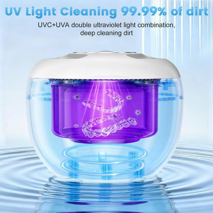 Upgraded Ultrasonic Retainer Cleaner - 45kHz, 200ml, White | For Dentures, Braces & Jewelry