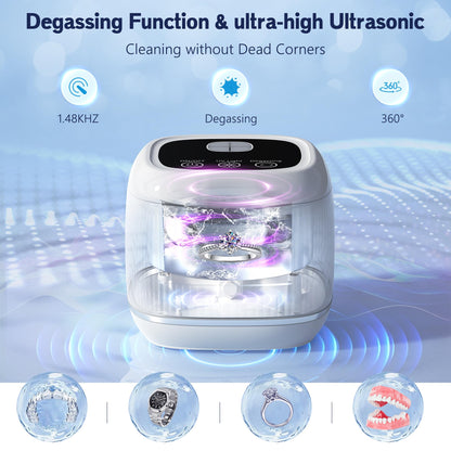 2025 Upgraded 3-in-1 Ultrasonic Retainer Cleaner – Degassing + UV, 5x Cleaning