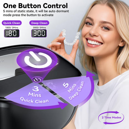 Ultrasonic Retainer Cleaner 45kHz | 150ML | 2 Modes | Travel Design