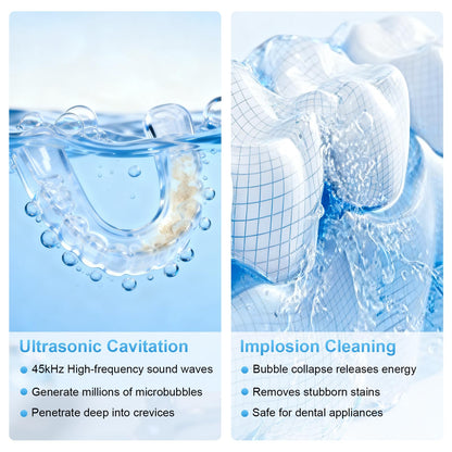 Upgraded Ultrasonic Retainer Cleaner - 45kHz, 200ml, White | For Dentures, Braces & Jewelry