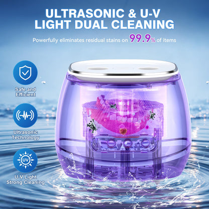 Rechargeable Ultrasonic Retainer Cleaner – 45kHz Portable Cleaning Pod