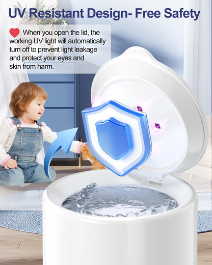 Ultrasonic Retainer Cleaner 48kHz - 3 Modes, Jewelry & Denture Cleaning (White)