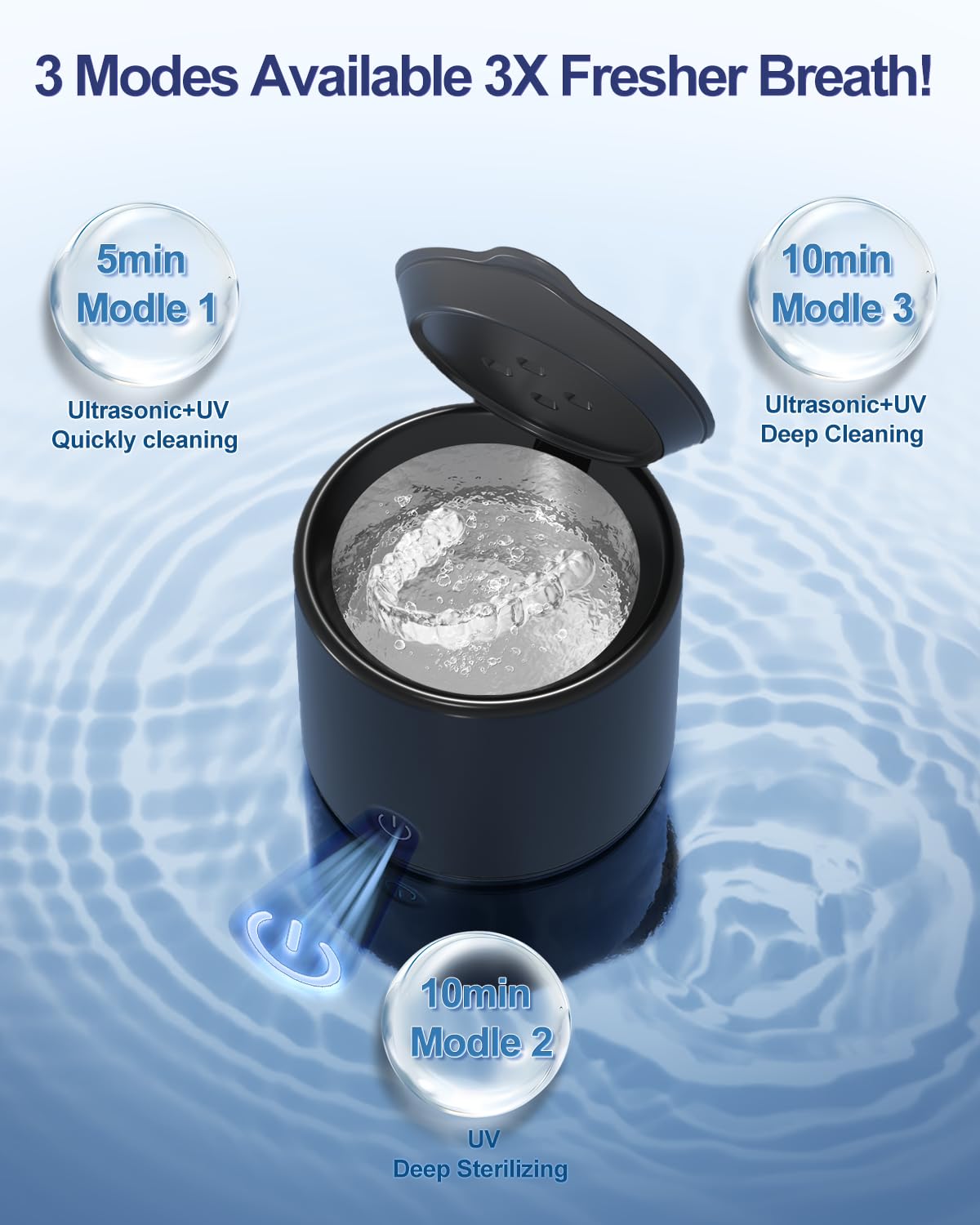 Ultrasonic Retainer Cleaner, 48kHz Denture Cleaner, Retainer Cleaning Machine for Denture, Retainer, Aligner, Jewelry, Mouth Guard, Brace, Toothbrush, Pacifier, Razor, 3 Modes Jewelry Cleaner 200ML