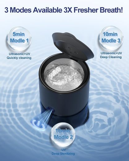 Ultrasonic Retainer Cleaner, 48kHz Denture Cleaner, Retainer Cleaning Machine for Denture, Retainer, Aligner, Jewelry, Mouth Guard, Brace, Toothbrush, Pacifier, Razor, 3 Modes Jewelry Cleaner 200ML