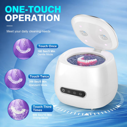 Rechargeable Ultrasonic Retainer Cleaner – 45kHz Portable Cleaning Pod