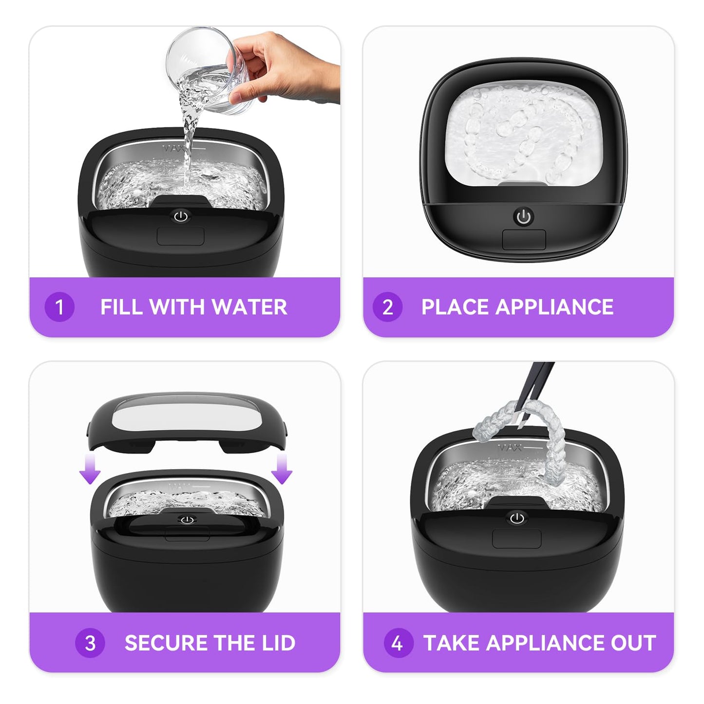 Ultrasonic Retainer Cleaner 45kHz | 150ML | 2 Modes | Travel Design