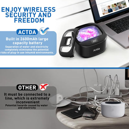 Ultrasonic Retainer Cleaner – Wireless Pro Sonic Dental Cleaning (Black)