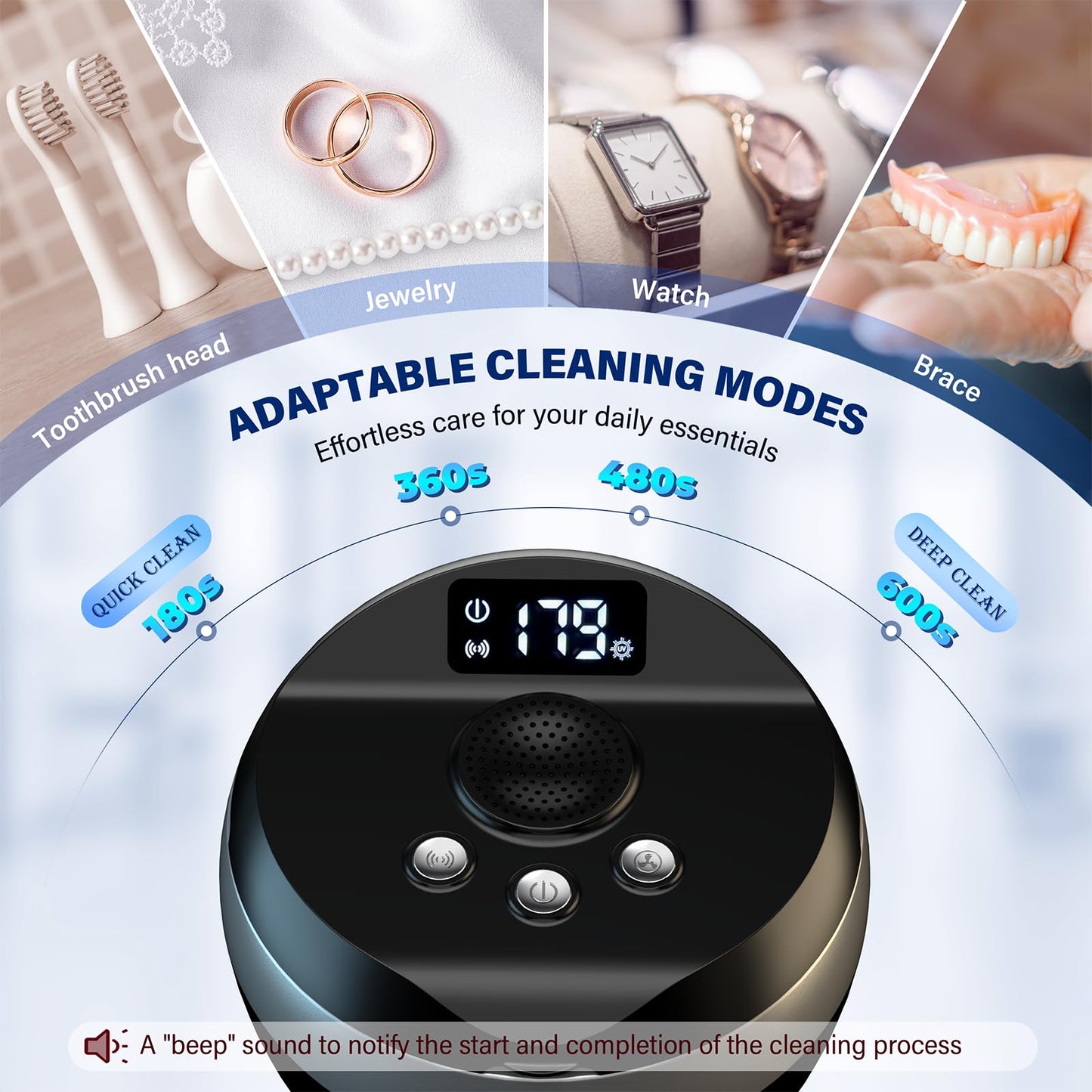 Ultrasonic Retainer Cleaner 200ML – 4 Modes, 45kHz Dental & Jewelry Cleaning