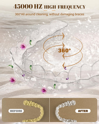 Ultrasonic Retainer Cleaner 200ML – 45kHz Dentures, Mouthguards & Jewelry