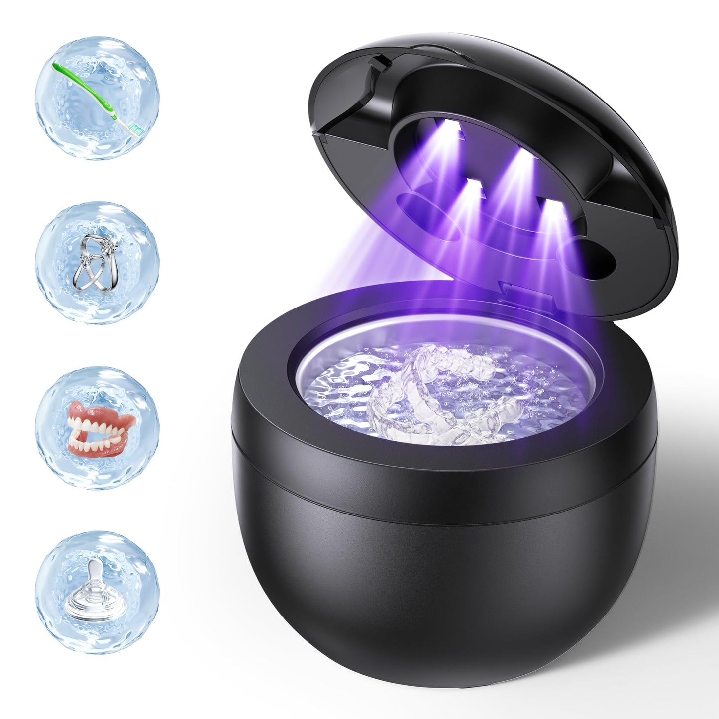 Ultrasonic Retainer Cleaner 200ml – 45kHz, 4 Modes for Dentures, Braces & Jewelry