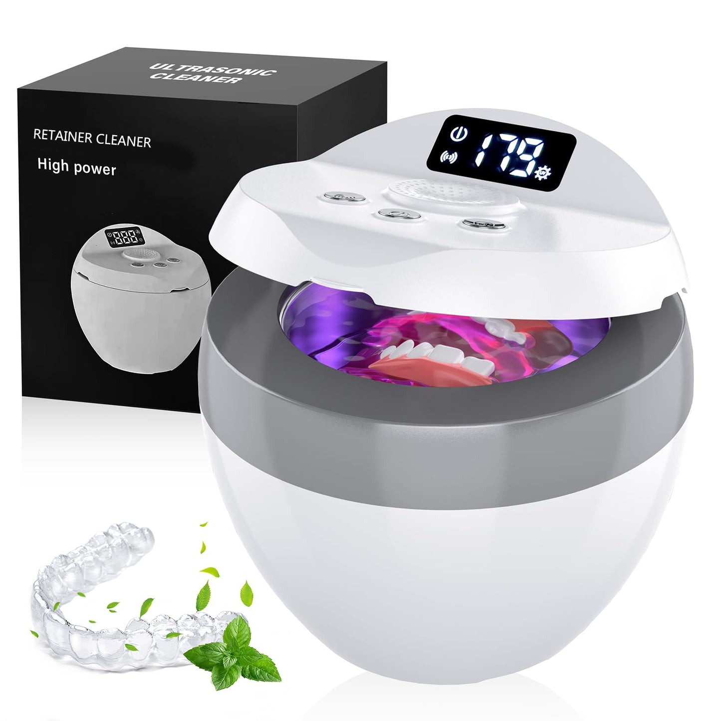 Ultrasonic Retainer Cleaner 200ML – 45kHz Dentures, Mouthguards & Jewelry