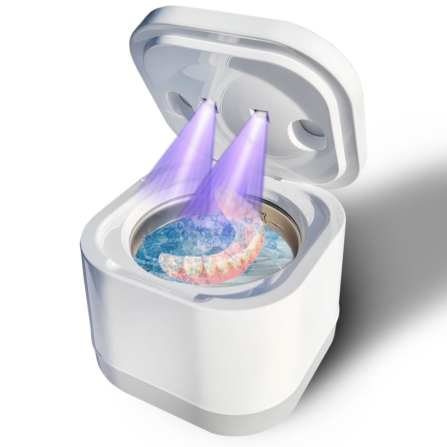 Innovative Ultrasonic Retainer Cleaner with 200ML Pod - 45kHz Dental Cleaner for Dentures, Night Guards & More