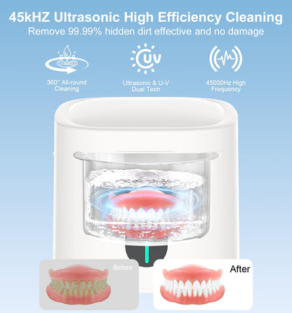2025 Ultrasonic Retainer Cleaner Machine – 45kHz, UV Light, 3 Cleaning Modes, 200ML Capacity