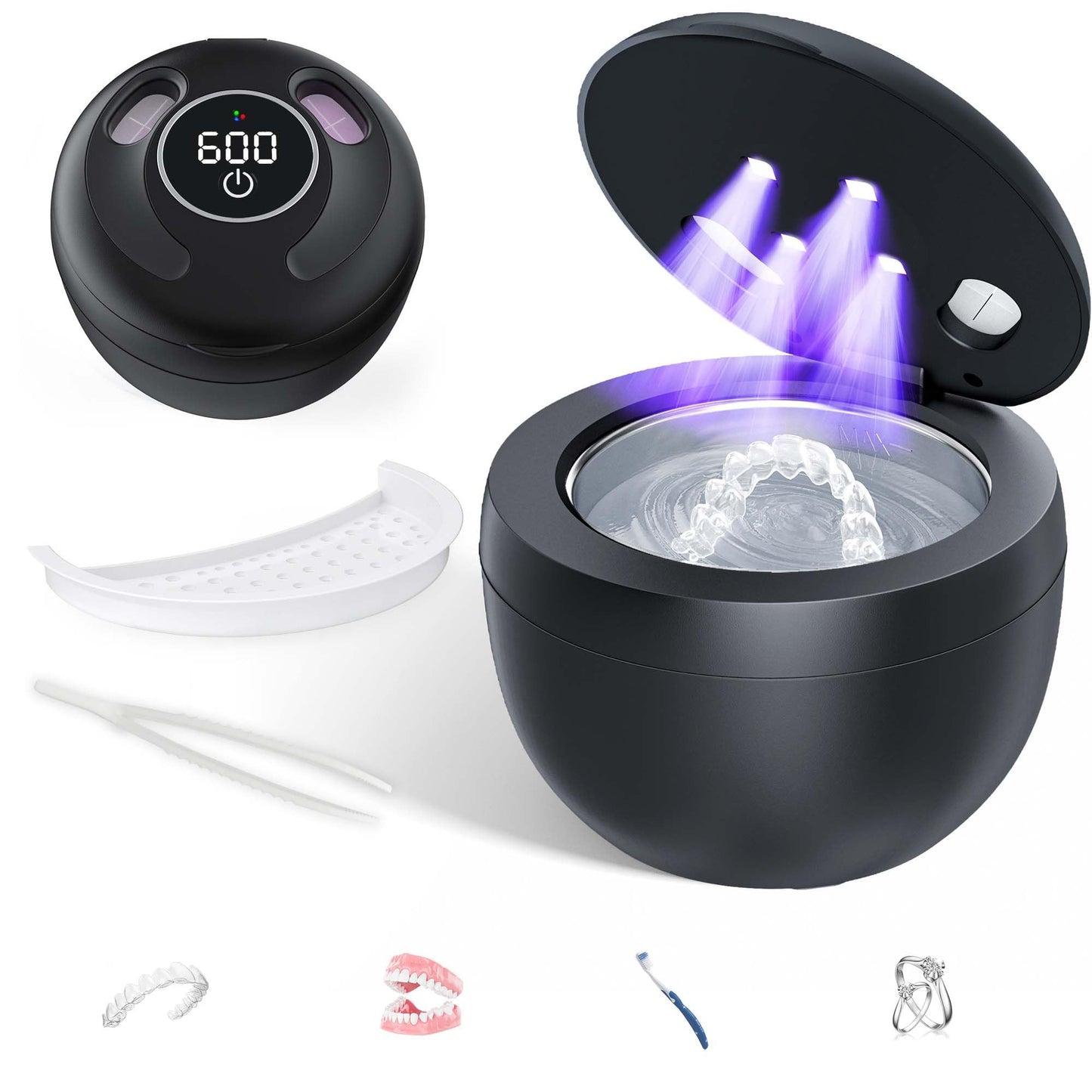 Ultrasonic Retainer Cleaner 2025 Upgraded – 45kHz 200ml for Dentures, Braces & Jewelry