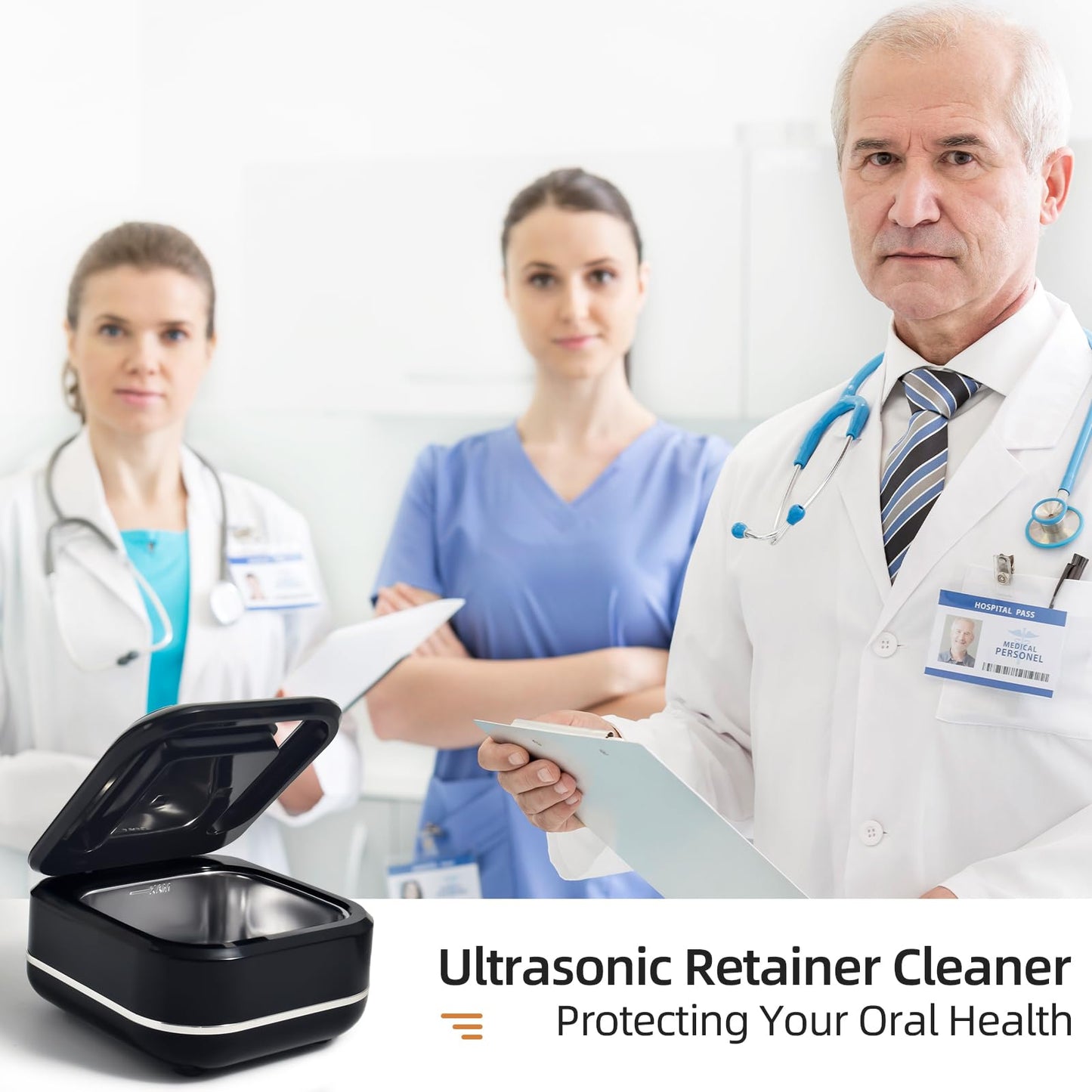 Ultrasonic Retainer Cleaner Machine for Dental Appliances – 42kHz, 24W, 180ml, Black | YKL