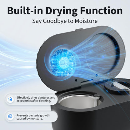 Ultrasonic Retainer Cleaner with Cleaning, Pumping, and Air-Drying Functions, 45kHz Retainer Cleaner Machine, 200ml Denture Cleaner for Dentures, Mouth Guards, Braces, Toothbrush Heads, Jewelry