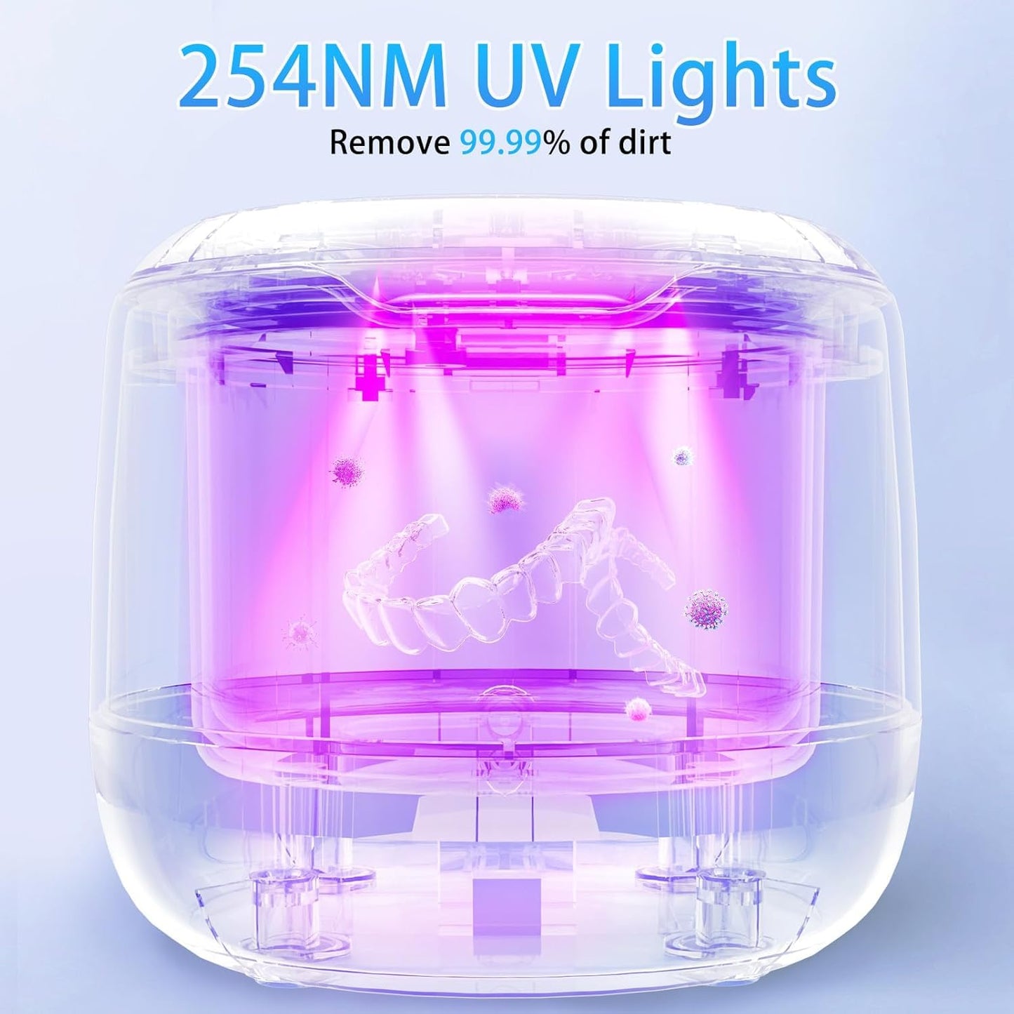 Ultrasonic Retainer Cleaner 42kHz | 250ml UV Cleaning Pod