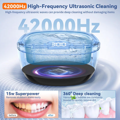 Ultrasonic Retainer Cleaner 45kHz – Dentures, Aligners & Jewelry