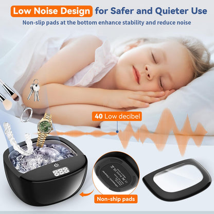 Ultrasonic Retainer Cleaner 45kHz – Dentures, Aligners & Jewelry