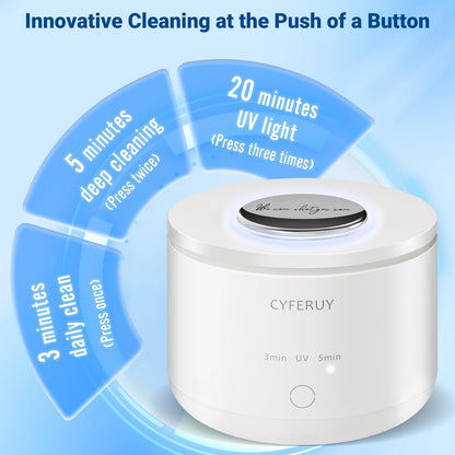 Ultrasonic Retainer Cleaner 45kHz – 160ML Cleaning Pod for Dentures, Mouth Guards & Jewelry (3 Modes)