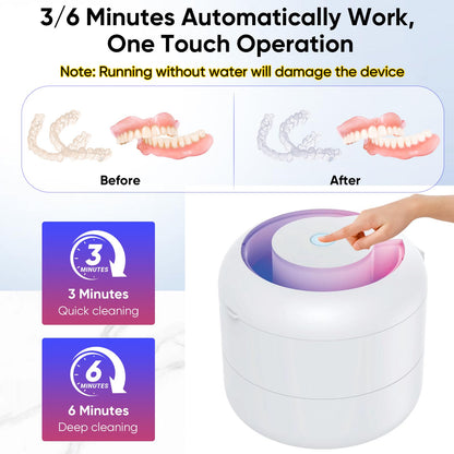 Ultrasonic Retainer Cleaner 45kHz – 180ml, 2 Modes for Dentures, Aligners & Jewelry