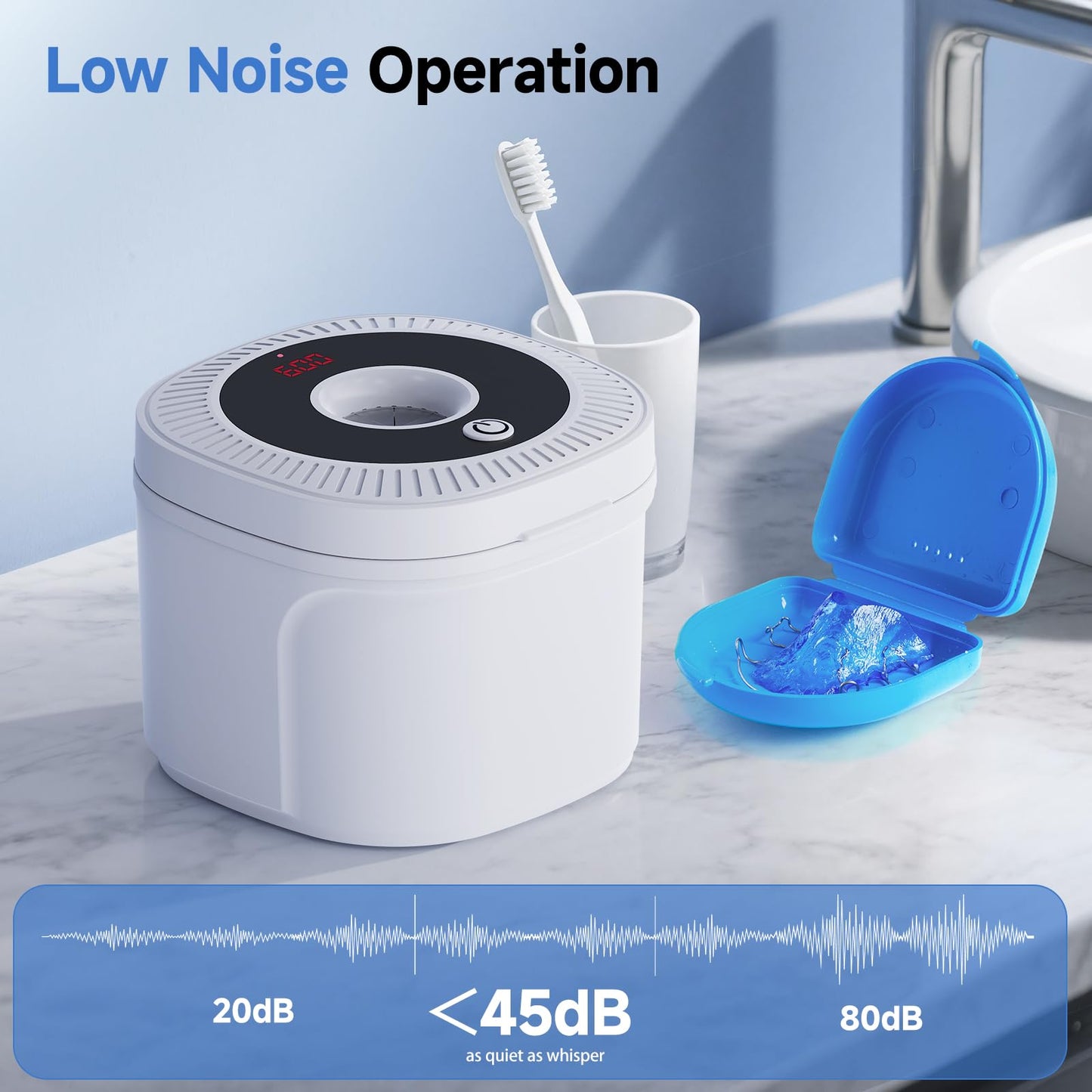 Ultrasonic Retainer Cleaner Machine – 45kHz Cleaning for Dentures & Aligners