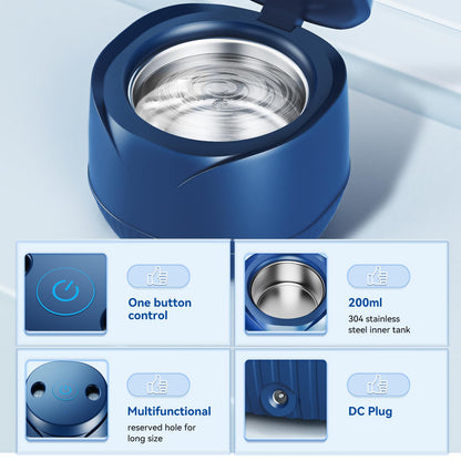Ultrasonic Retainer Cleaner 45kHz – 200ML for Dentures, Aligners, Braces & Mouth Guards (Blue)