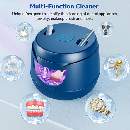 Ultrasonic Retainer Cleaner 45kHz – 200ML for Dentures, Aligners, Braces & Mouth Guards (Blue)